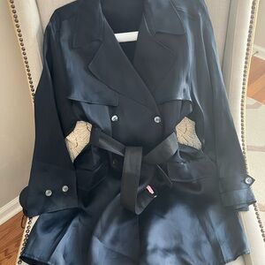 Emanuel Ungaro Black Silk Trench Coat